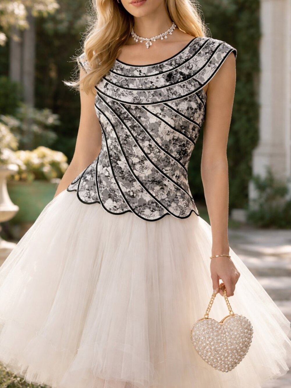Y2k Whimsigoth Floral Lace scalloped hem coquette formal Evening top